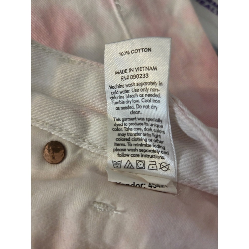 PacSun White Pink Tie Dye High Rise Festival Jean Cut Off Shorts 28 Boho Preppy - Picture 11 of 11